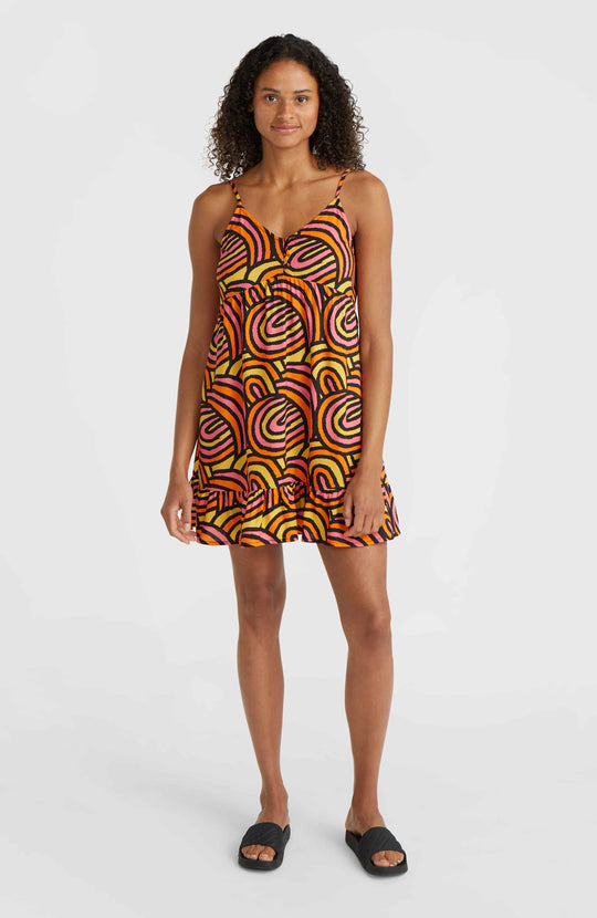Malu Beach Dress - Orange Rainbow Stripe