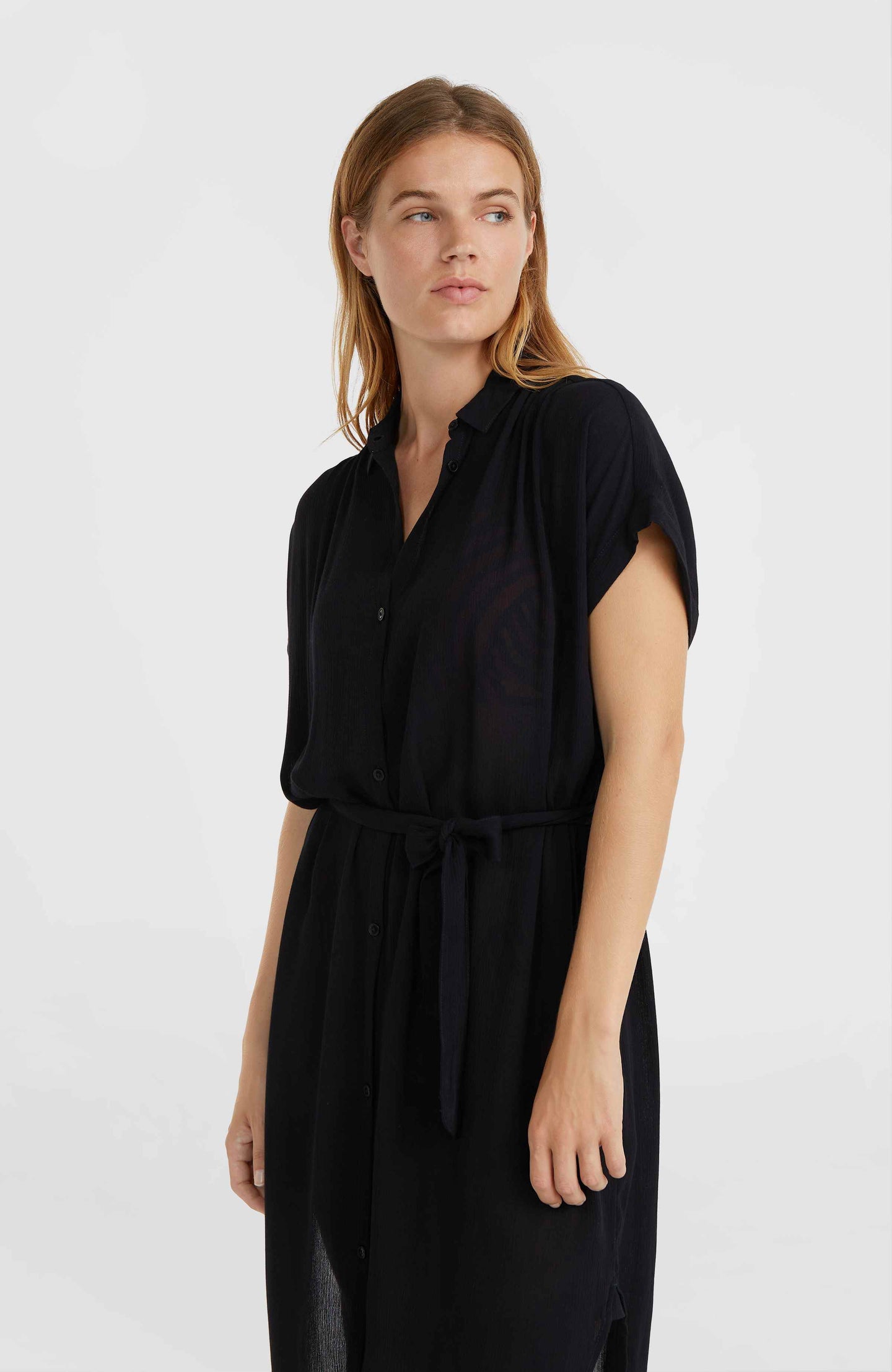 Cali Beach Shirt Dress - Black Out