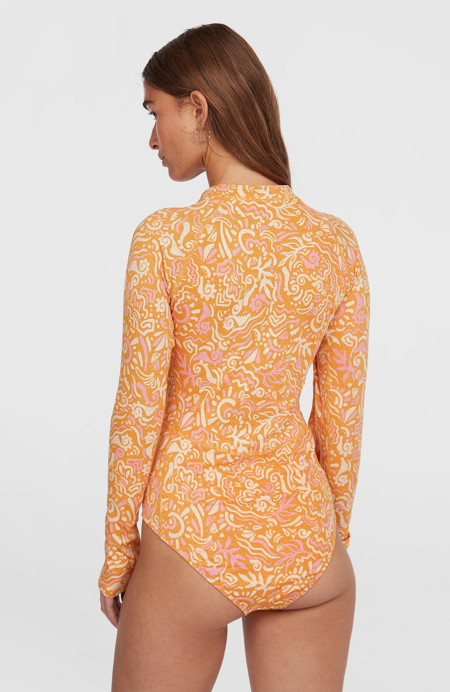Women Of The Wave L/Slv Surf Suit - Orange Abstract Wave