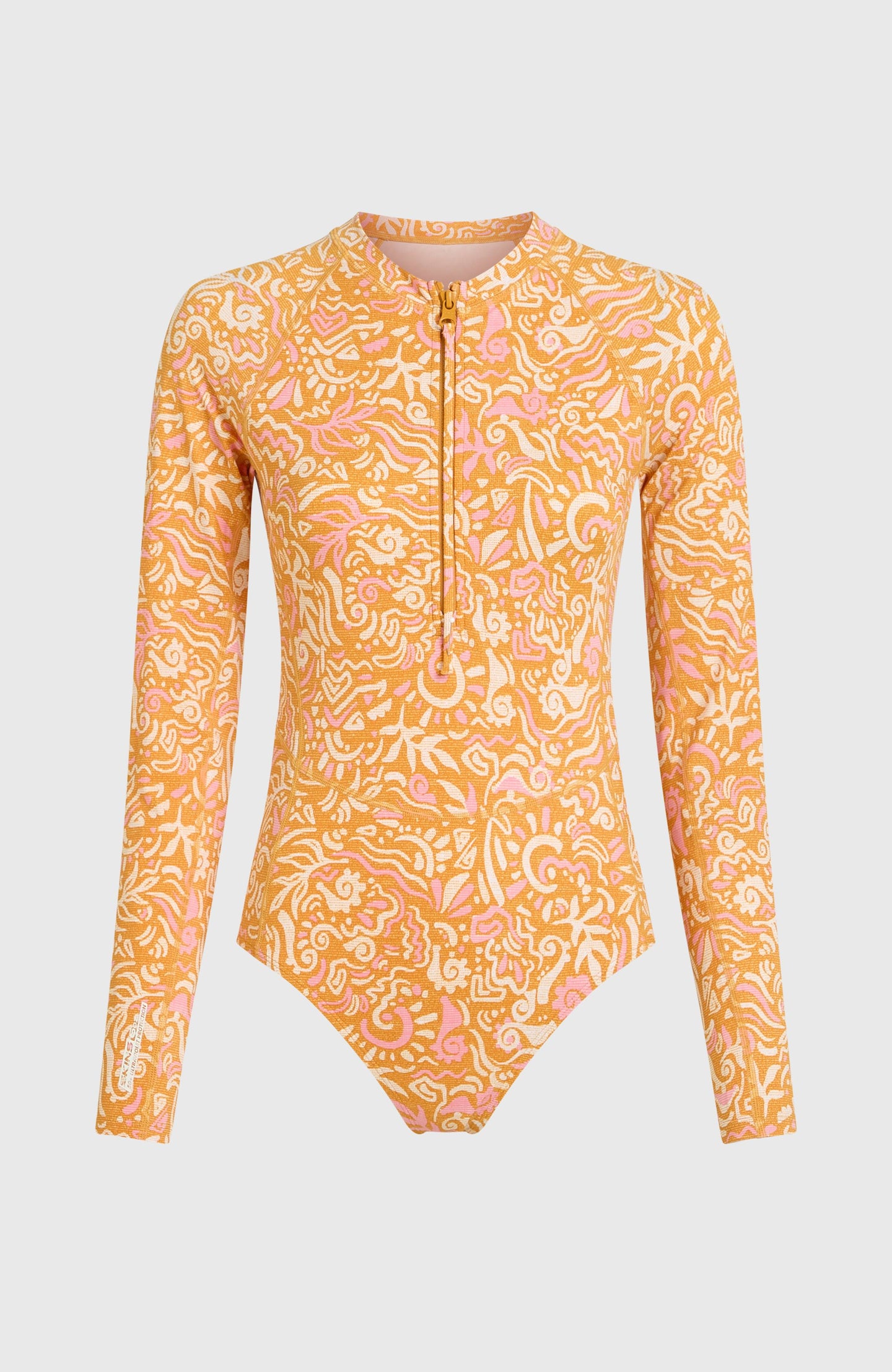 Women Of The Wave L/Slv Surf Suit - Orange Abstract Wave