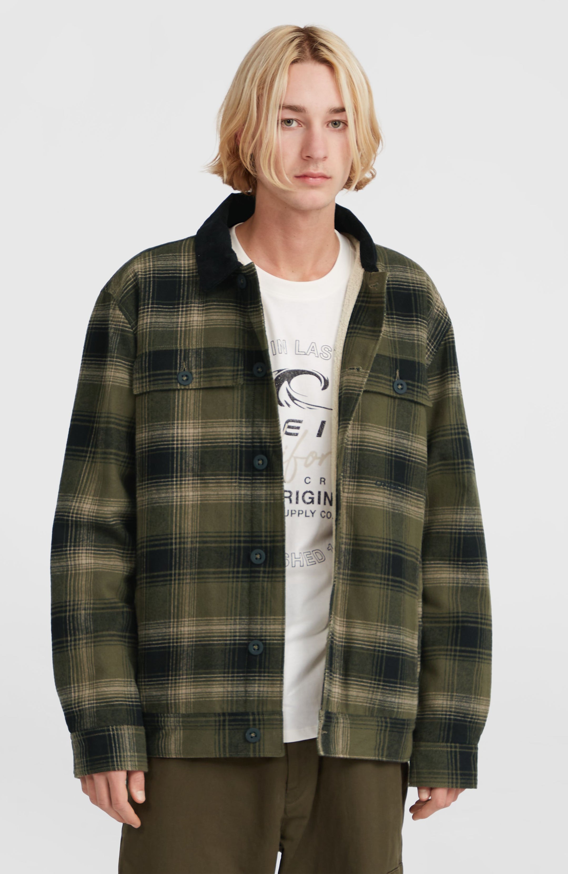 O'Neill Fleece Lined Jacket - Green Check Small