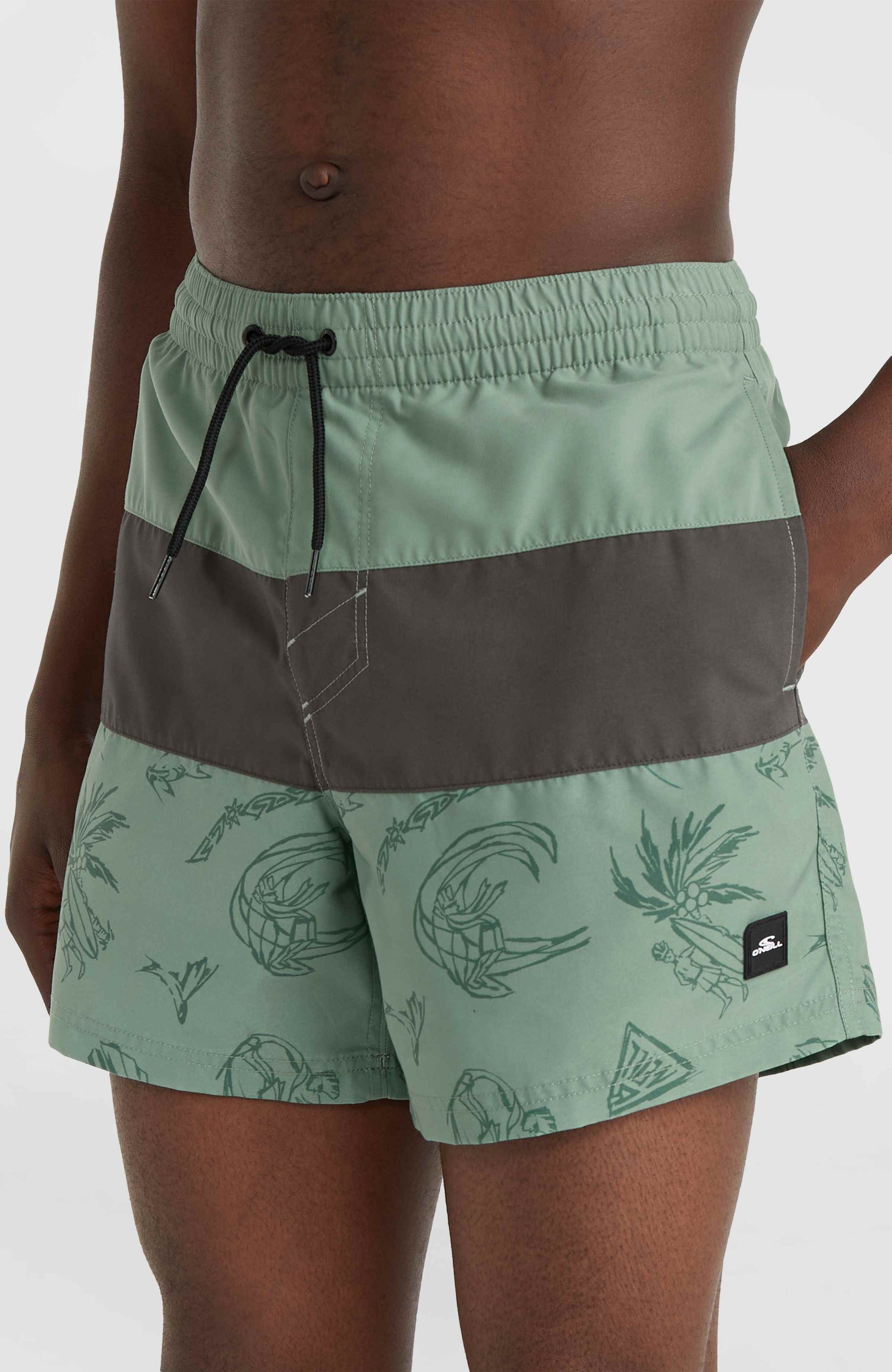 Mix & Match Cali Block 15'' Swim Shorts - Green Vintage Surfer
