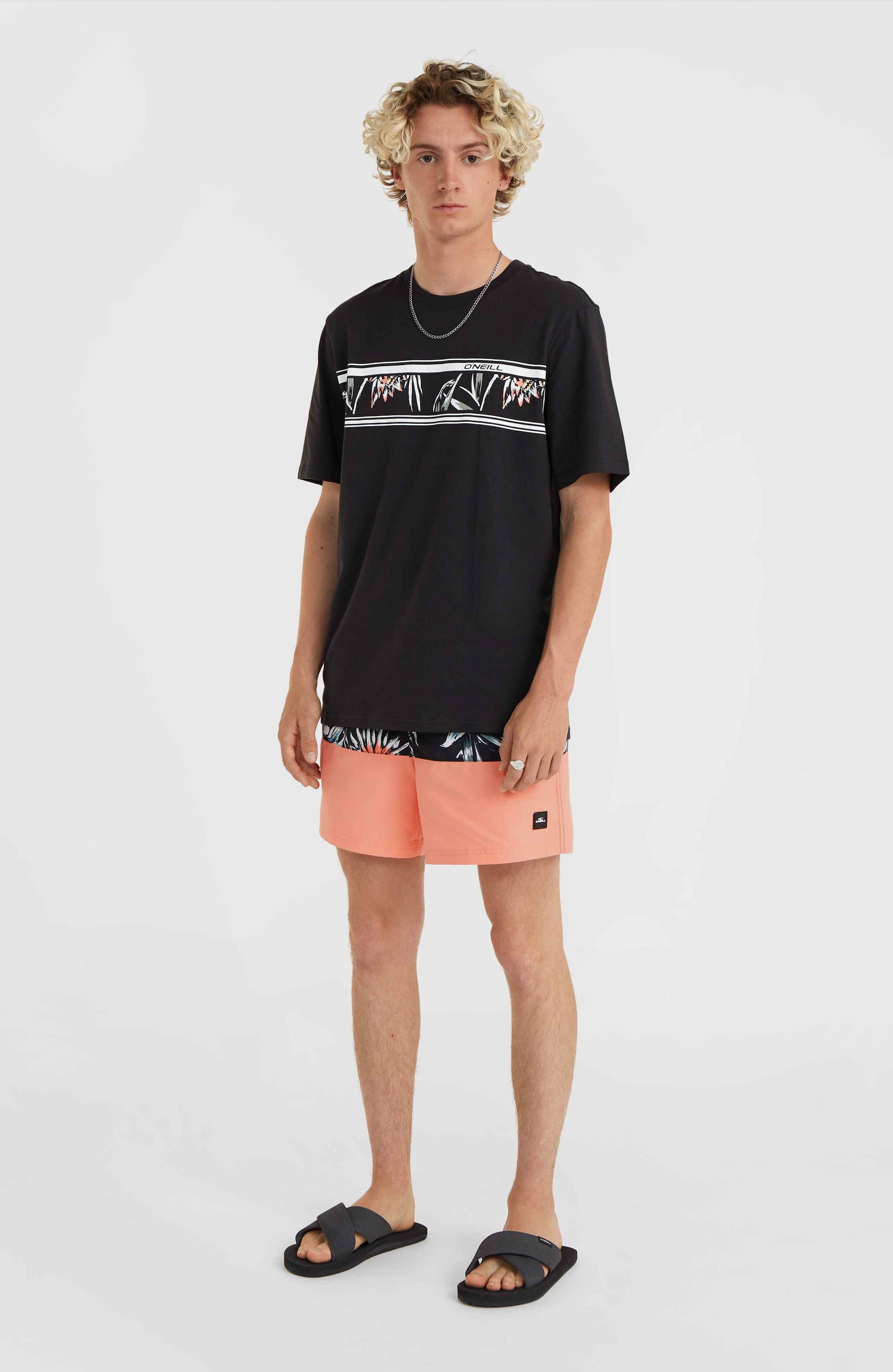 Mix & Match Cali Block 15'' Swim Shorts - Black Tropicana