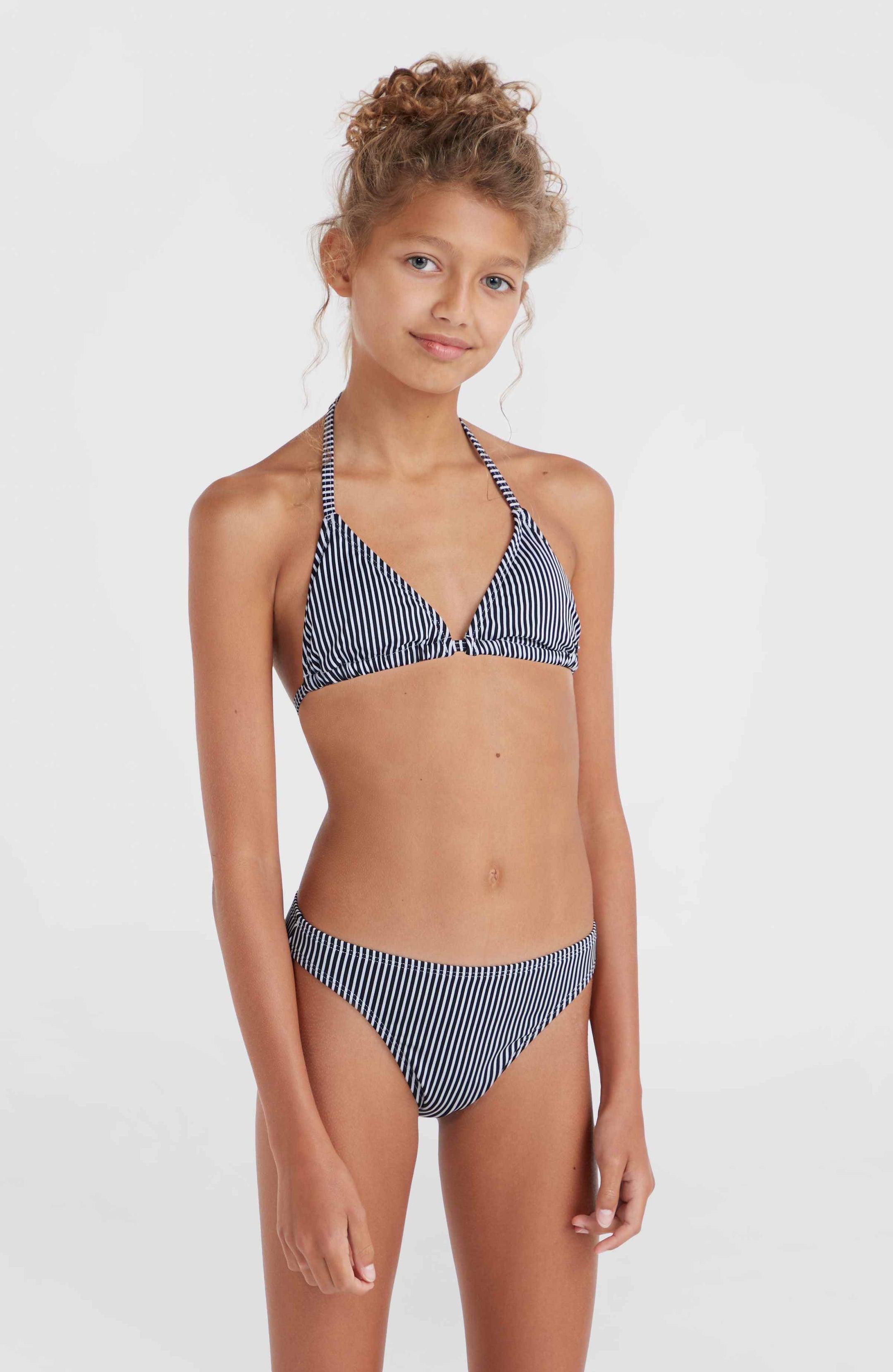 Essentials Triangle Bikini - Black Simple Stripe