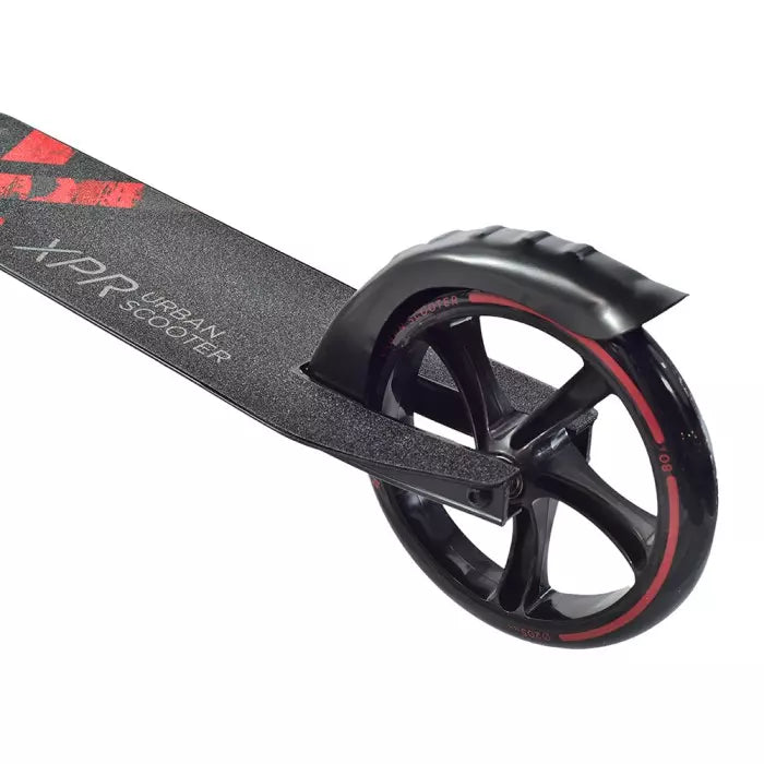 Close-up of a XPR urban scooter wheel on a white background