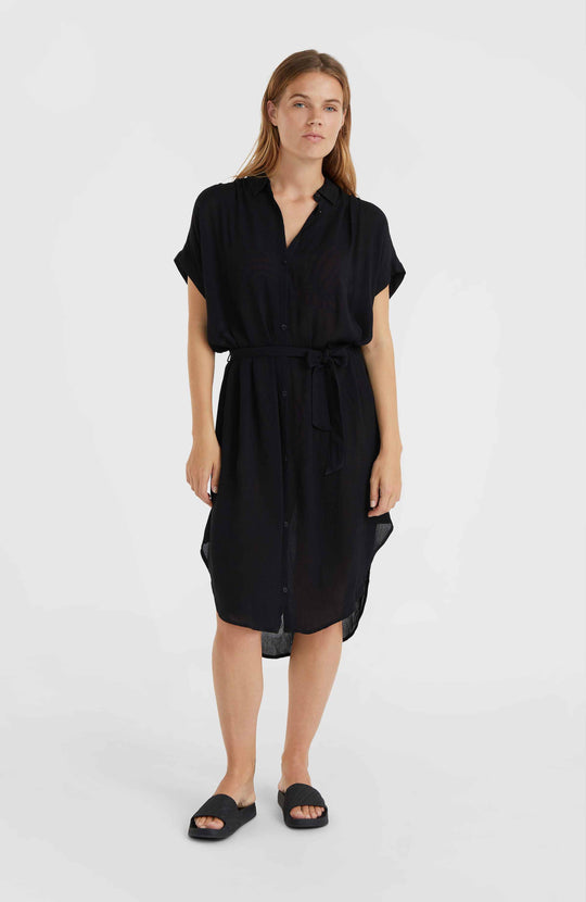 Cali Beach Shirt Dress - Black Out