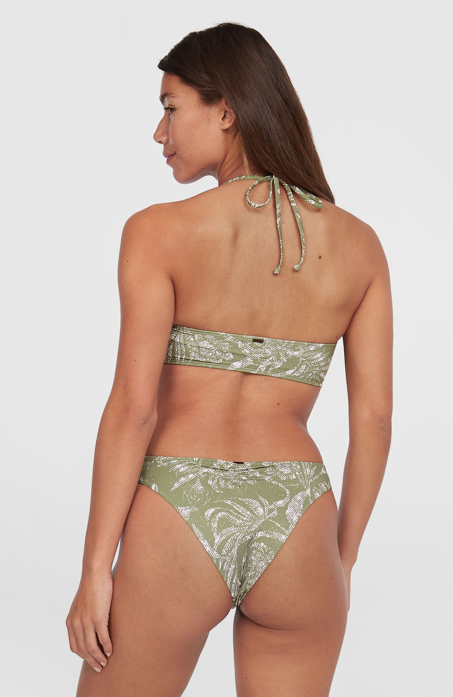 Knot Bandeau Matira Bikini Set - Green Textured Jungle