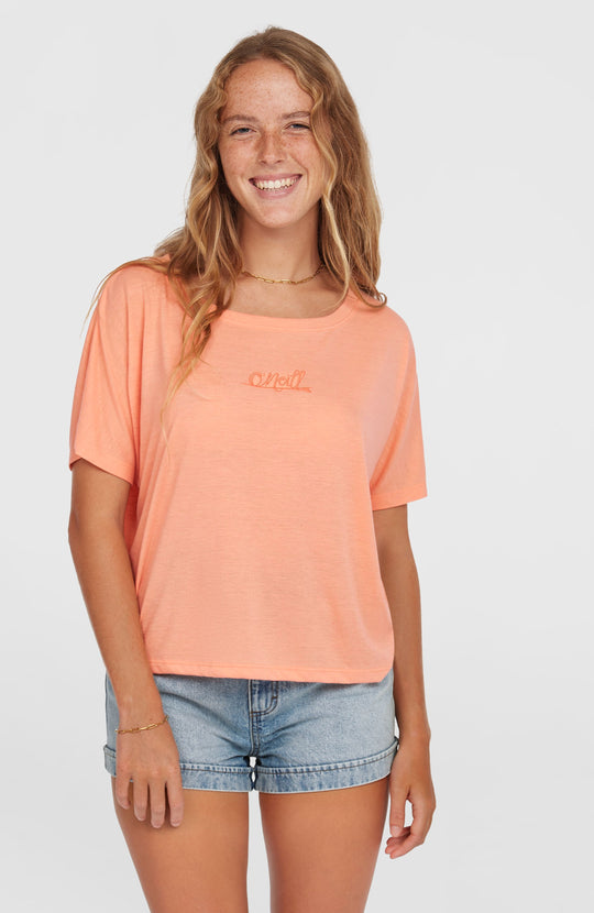 Essentials O'Neill Script Drape T-Shirt - Coral Pink