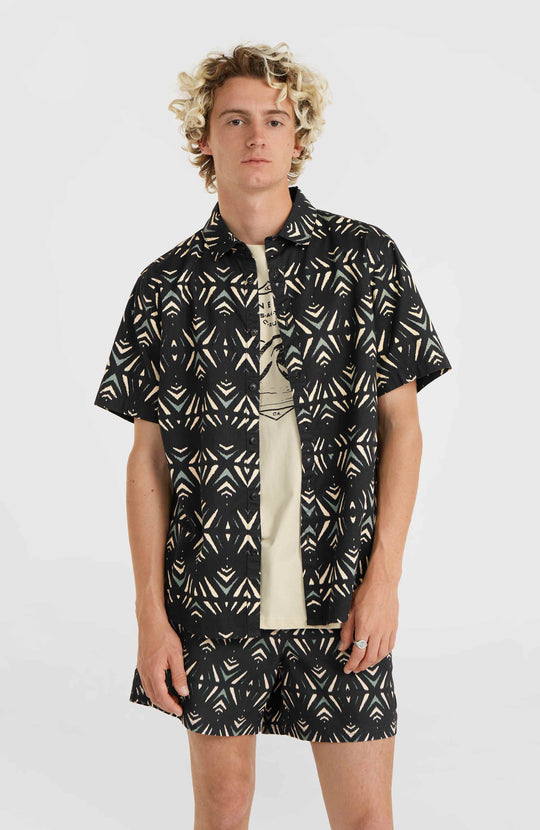 Mix & Match Beach Shirt - Black Fade IKAT