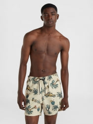 Mix & Match Cali Print 15'' Swim Shorts - Beige Venice Beach