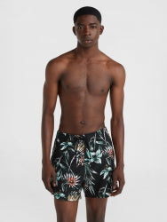 Mix & Match Cali Print 15'' Swim Shorts - Black Tropicana