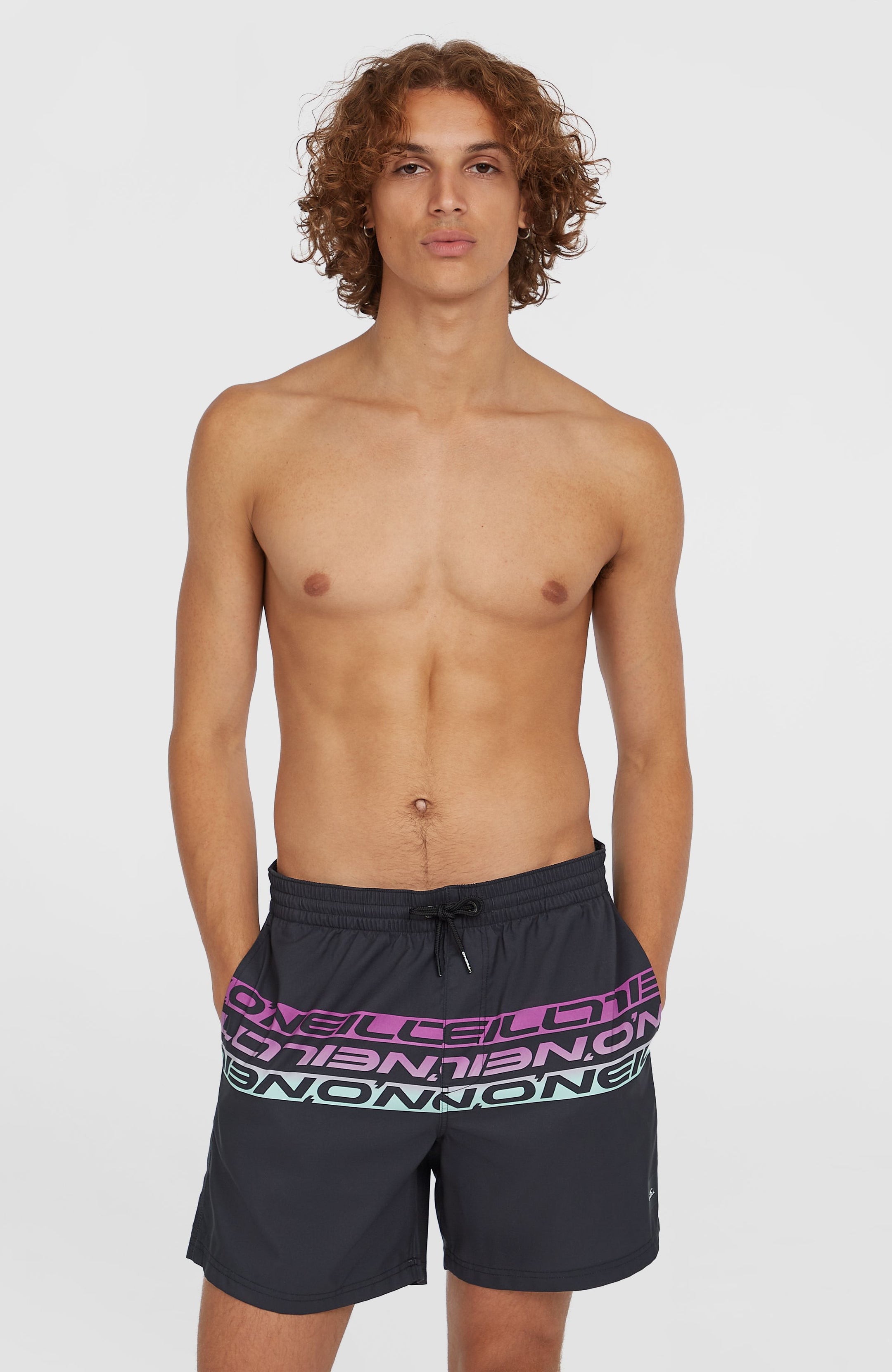 O'Neill Cali Stripe 16'' Swimshorts - Black/Purple Upside Down Clean