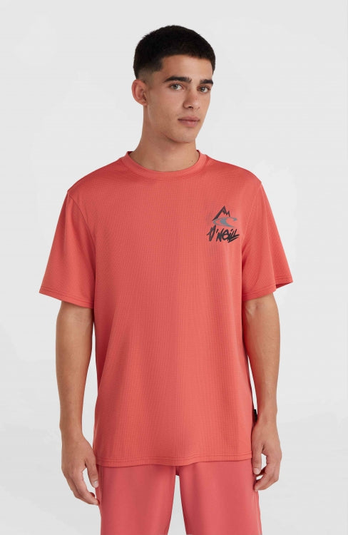 O’Neill Hybrid Logo Polygiene T-Shirt - Red Orcher