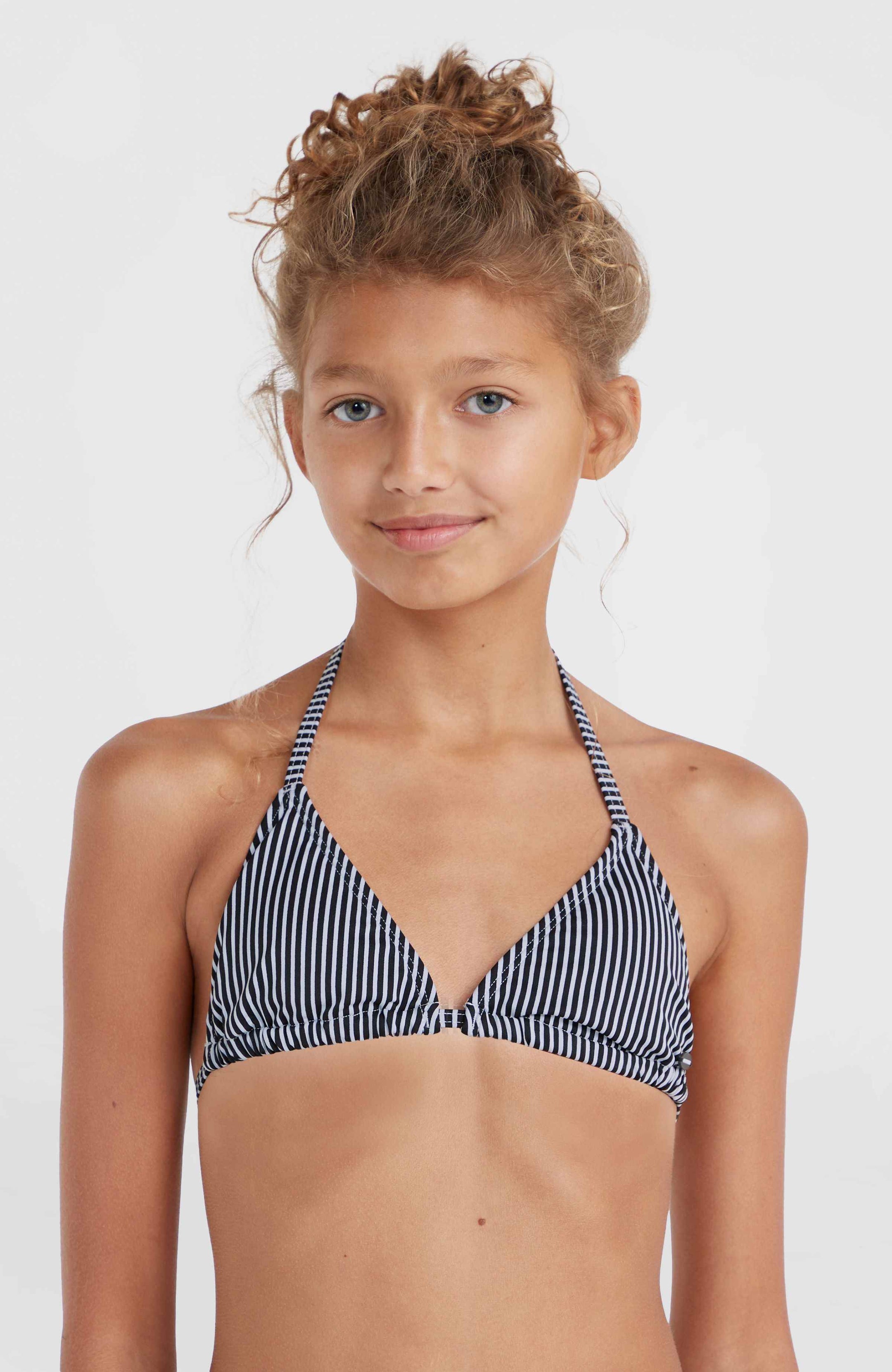 Essentials Triangle Bikini - Black Simple Stripe