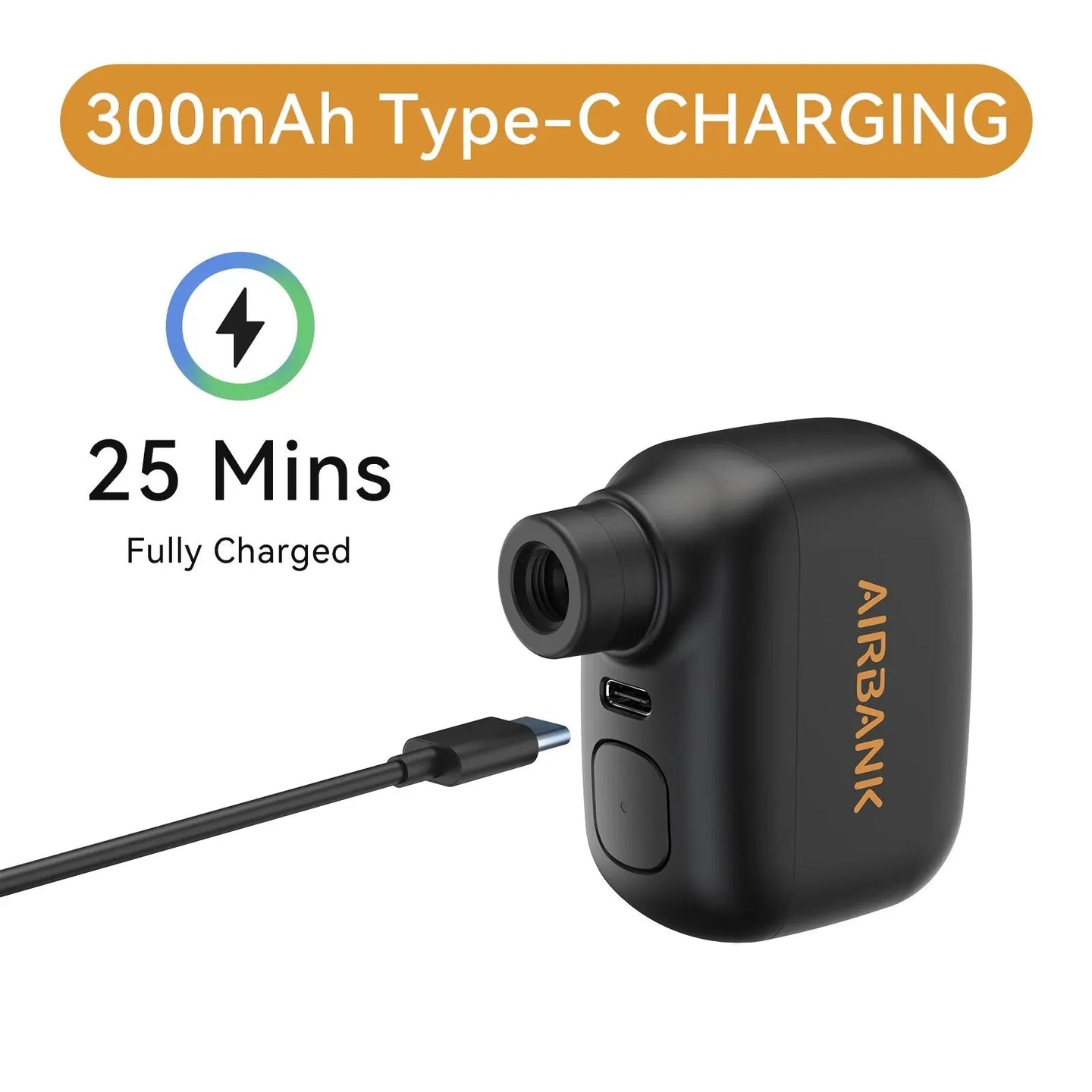 Mini Rechargeable Bike Pump – 100 PSI, USB-C Airbank