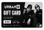 Urban 8 gift card with two people wearing branded clothing against a black background